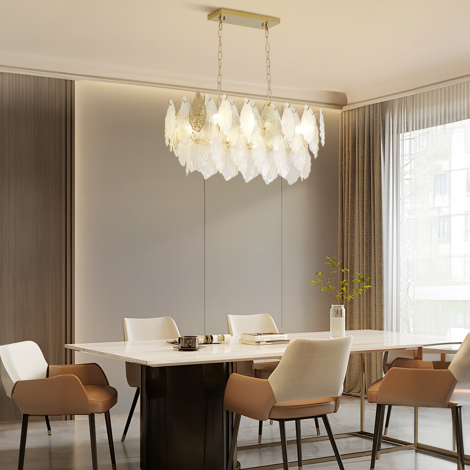 Autumn Leaf Glass Linear Chandelier