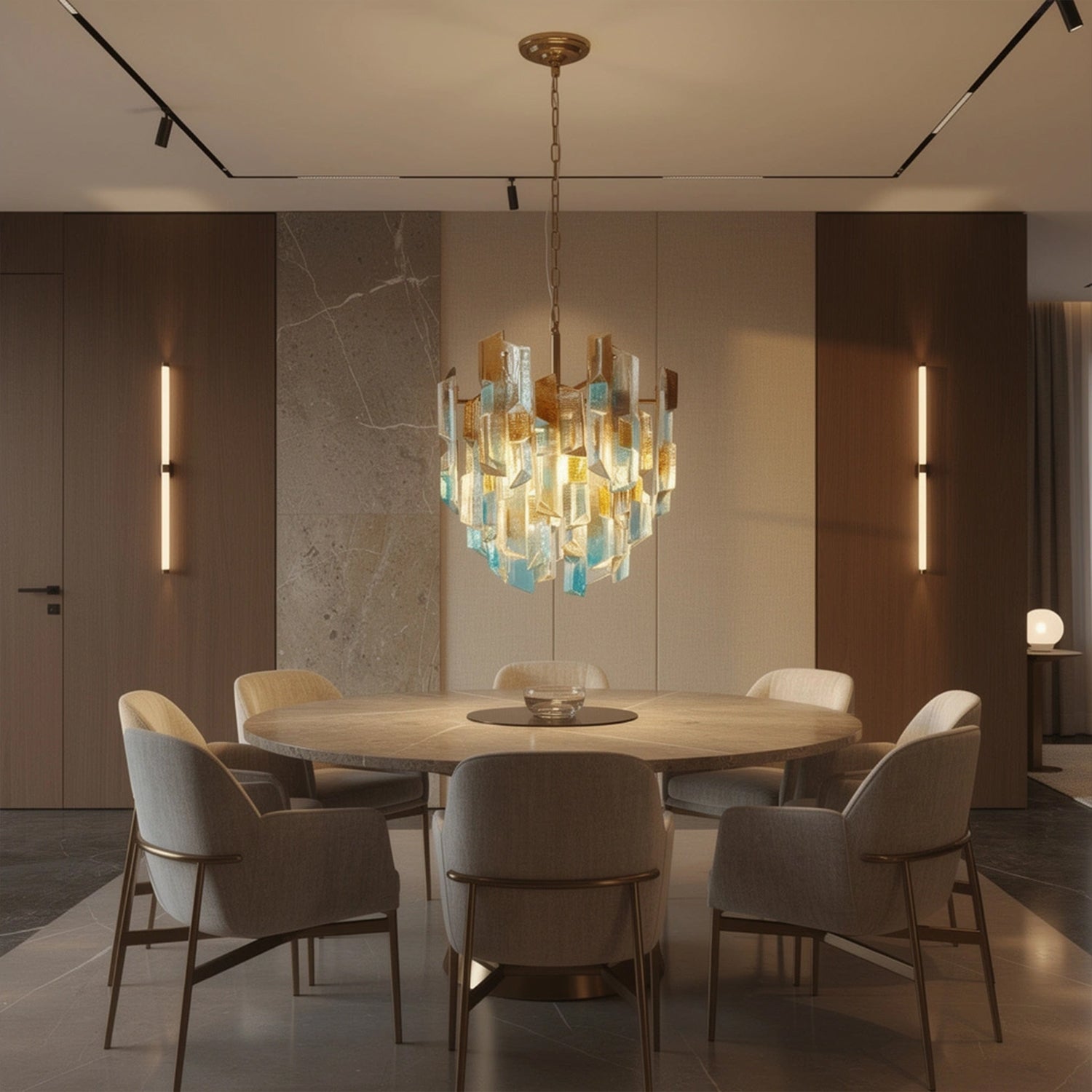 Aurelia-Blue-&-Amber-Hand-Blown-Glass-Chandelier