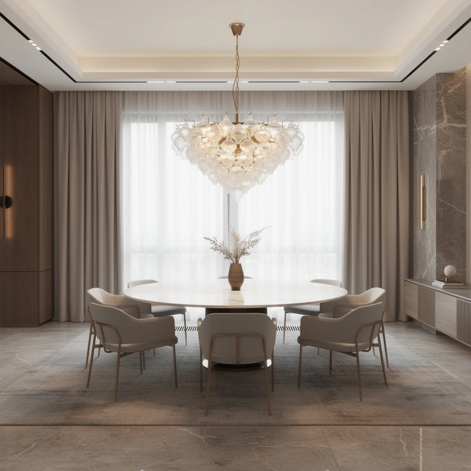 Aurelia Textured Glass Cascade Chandelier