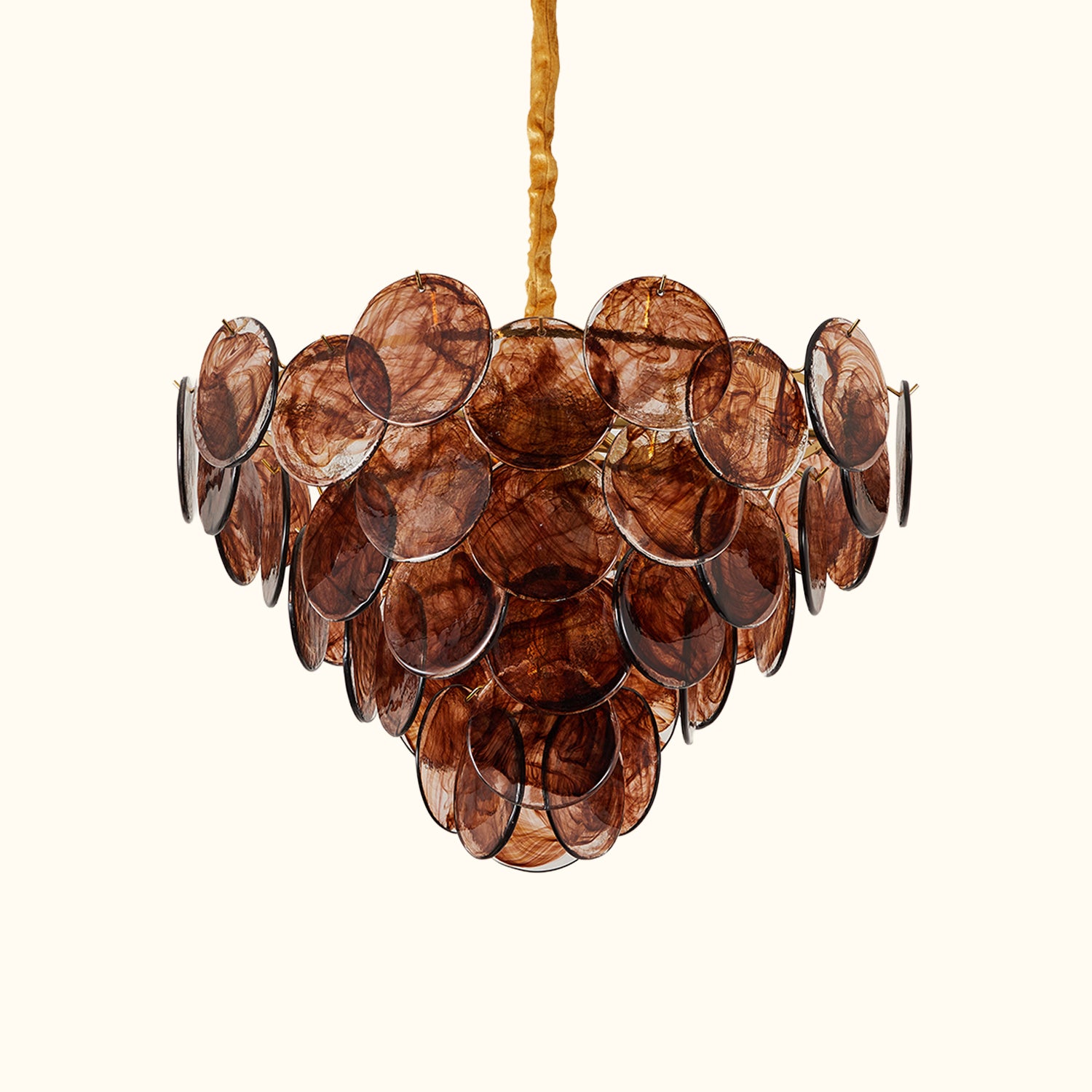 Azzurra Chocolate Brown Murano Glass Disc Chandelier