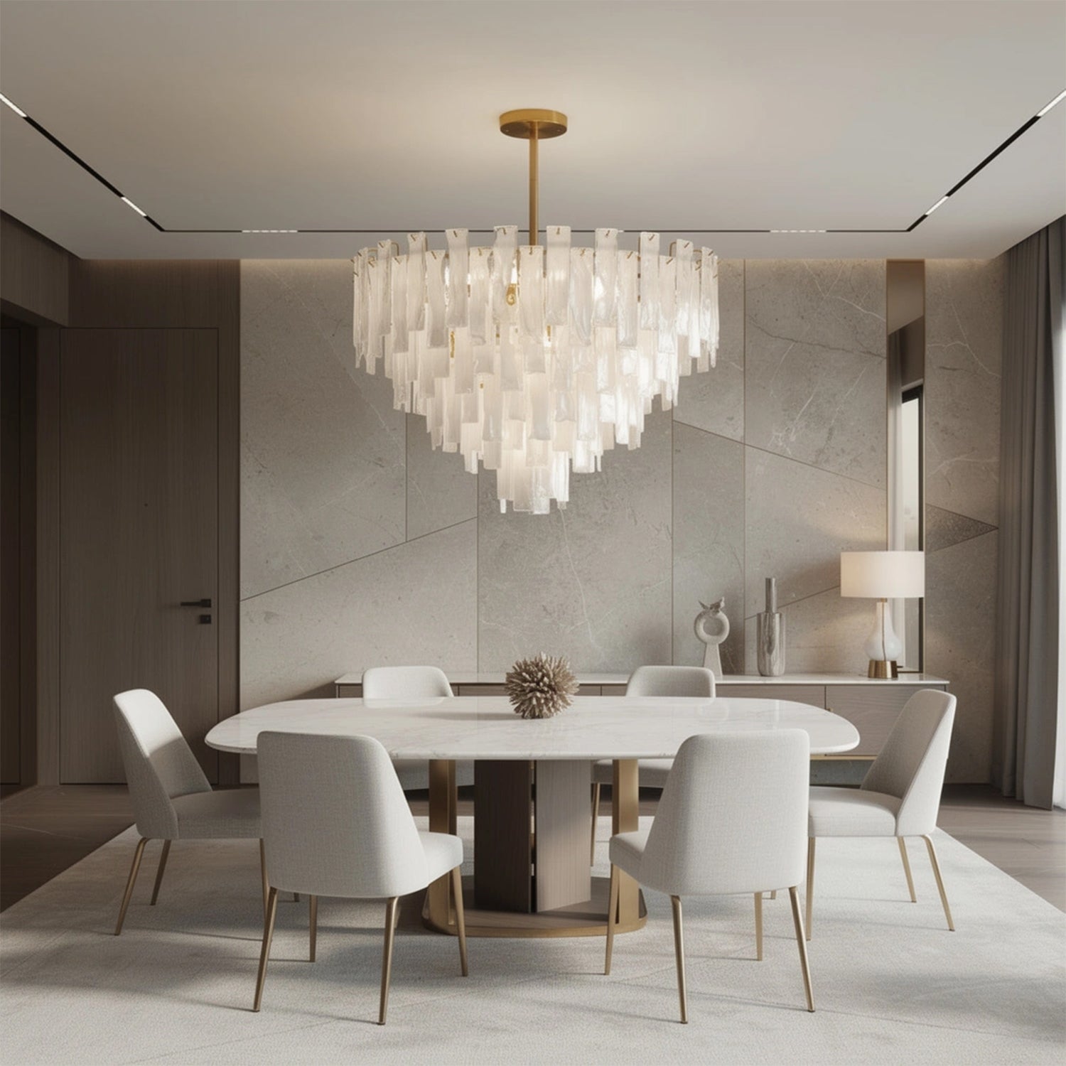Bianca Murano Glass Cascade Chandelier