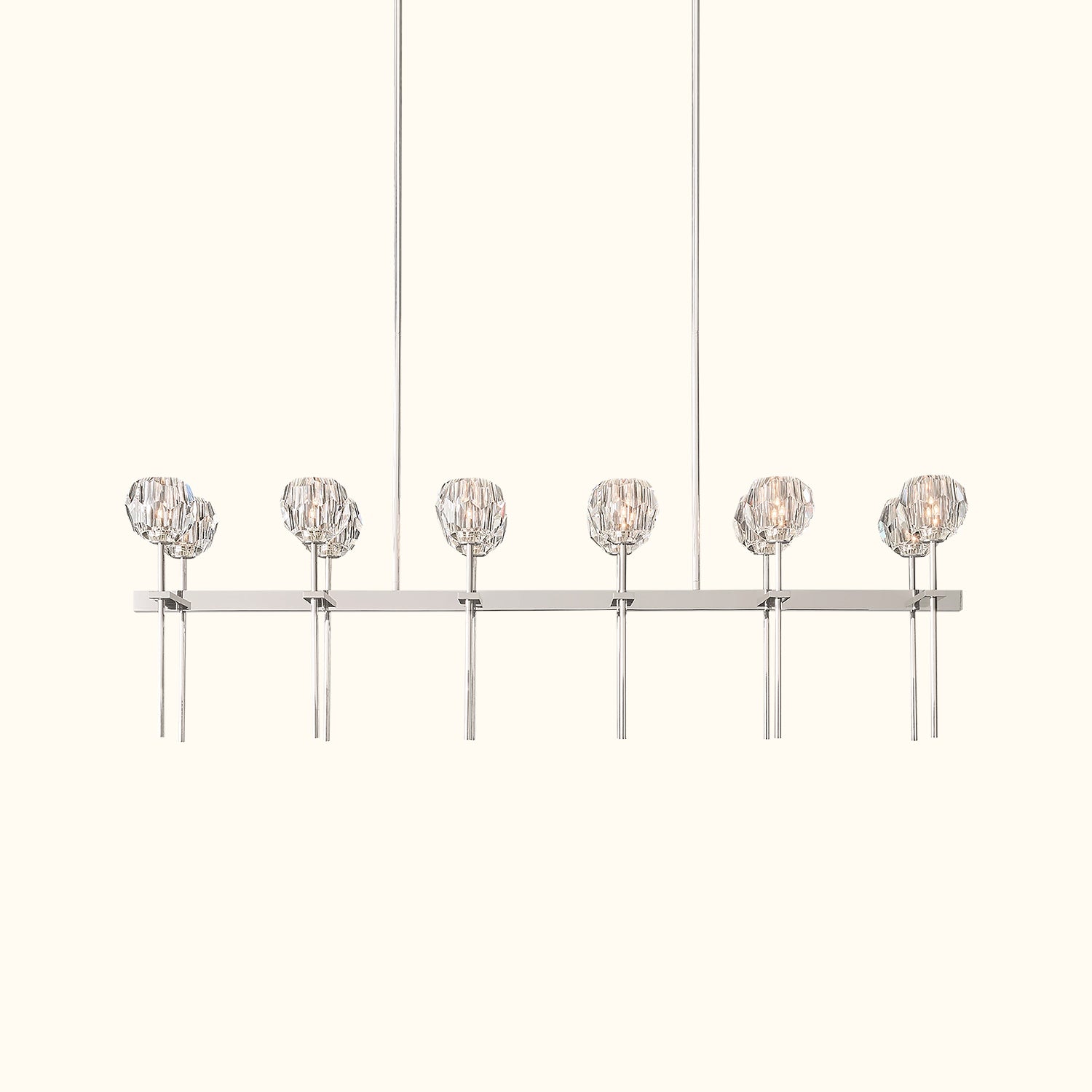 Boule De Cristal Clear Glass Double Linear Chandelier