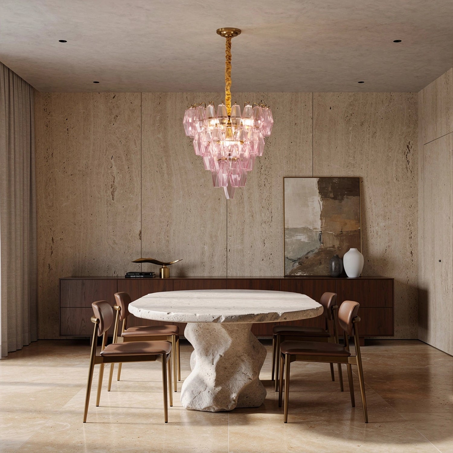 Chiara 5 Tiered Pink Round Chandelier19.7"