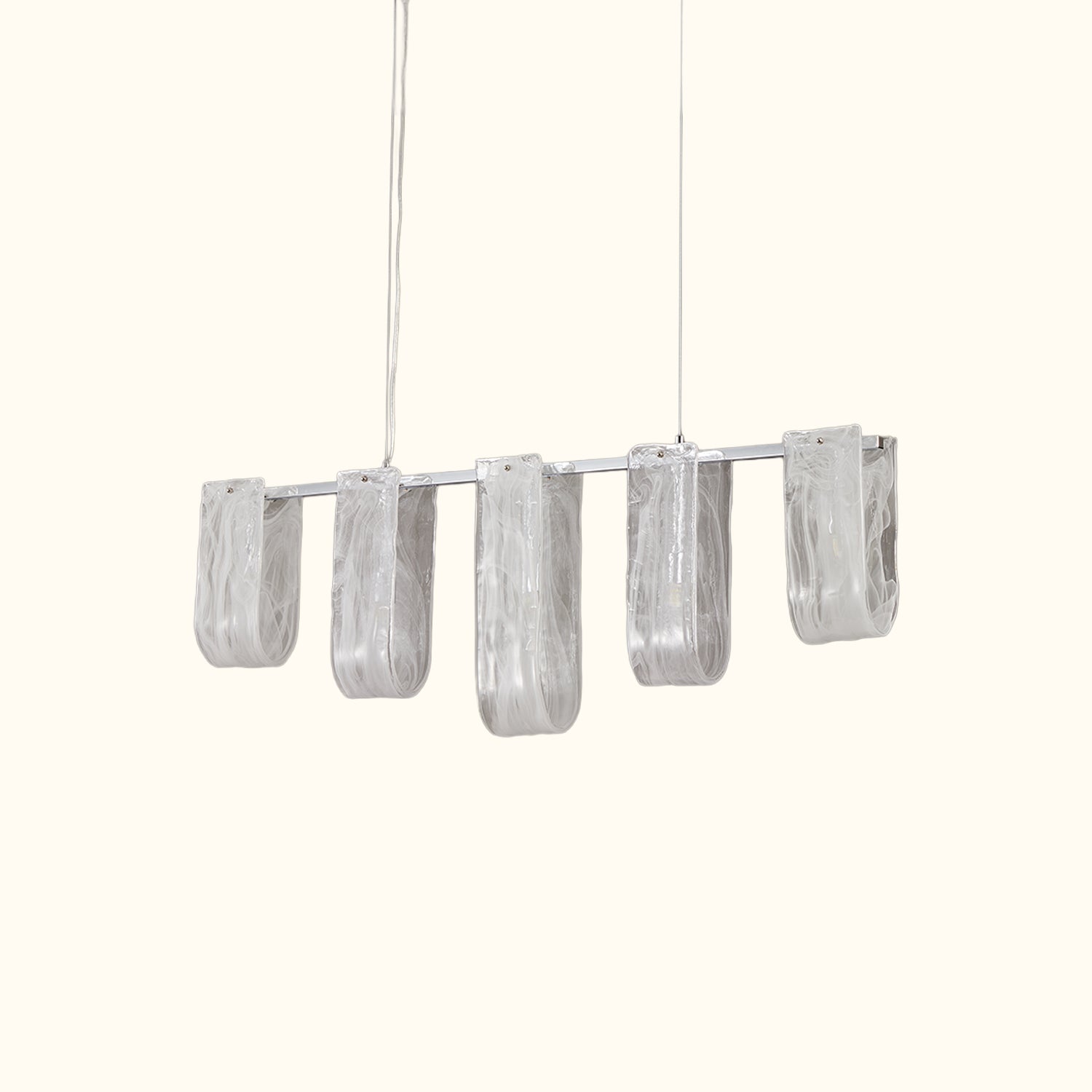 Glacier Arc Mid-Century Frosted Glass Linear Chandelier