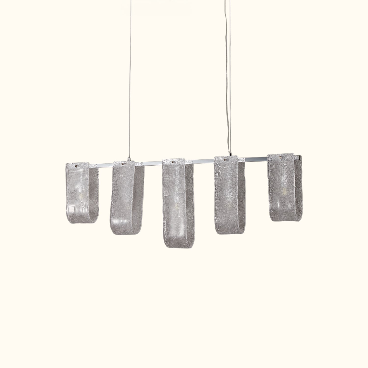 Glacier Arc Mid-Century Frosted Glass Linear Chandelier