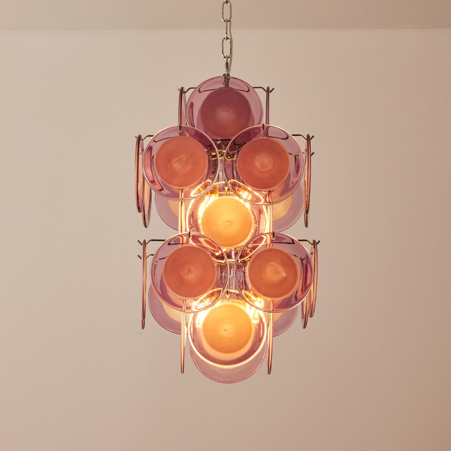 Italian Disc Chandeliers Murano Glass 1970s
