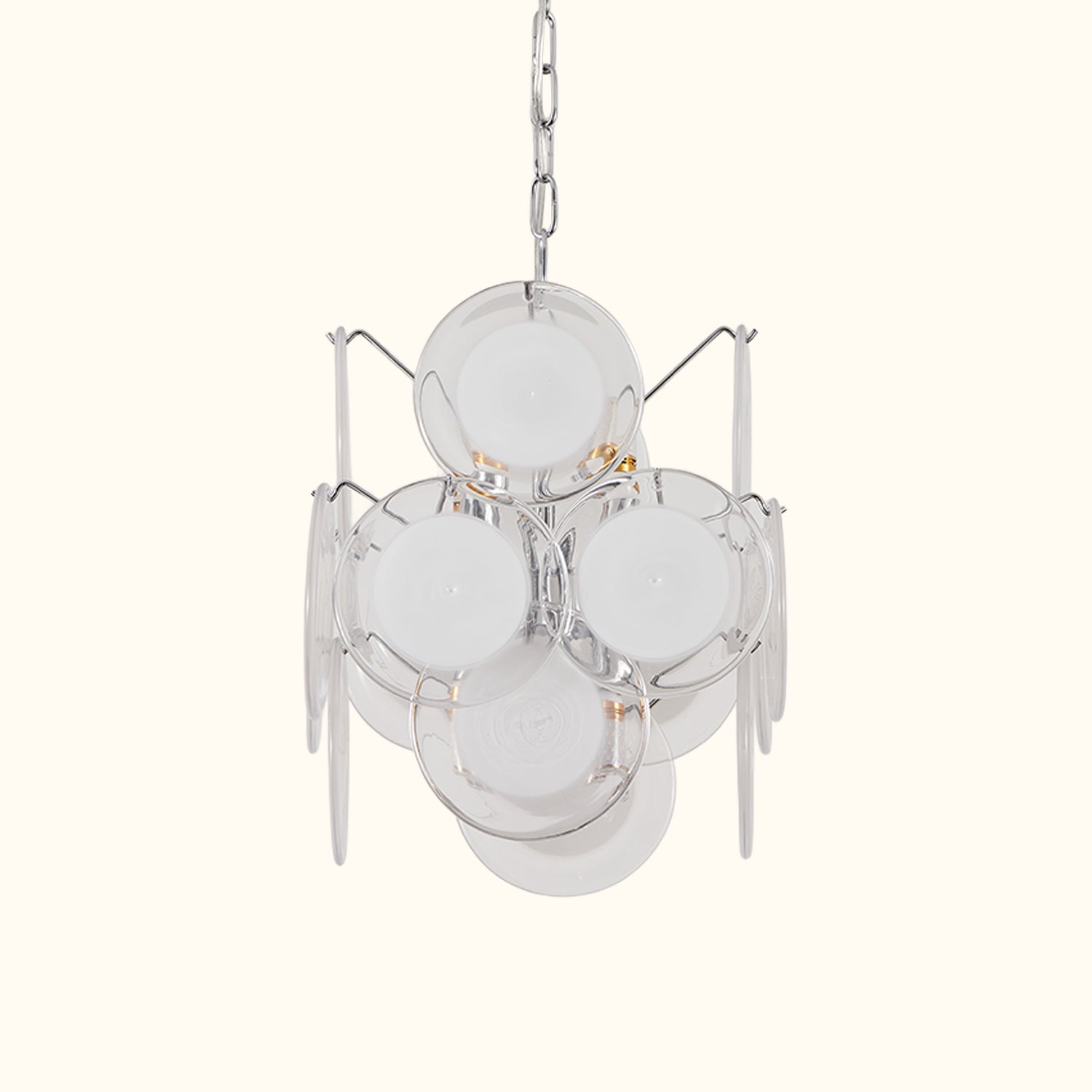 Midcentury Murano Glass Discs Italian Chandeliers, 1970s