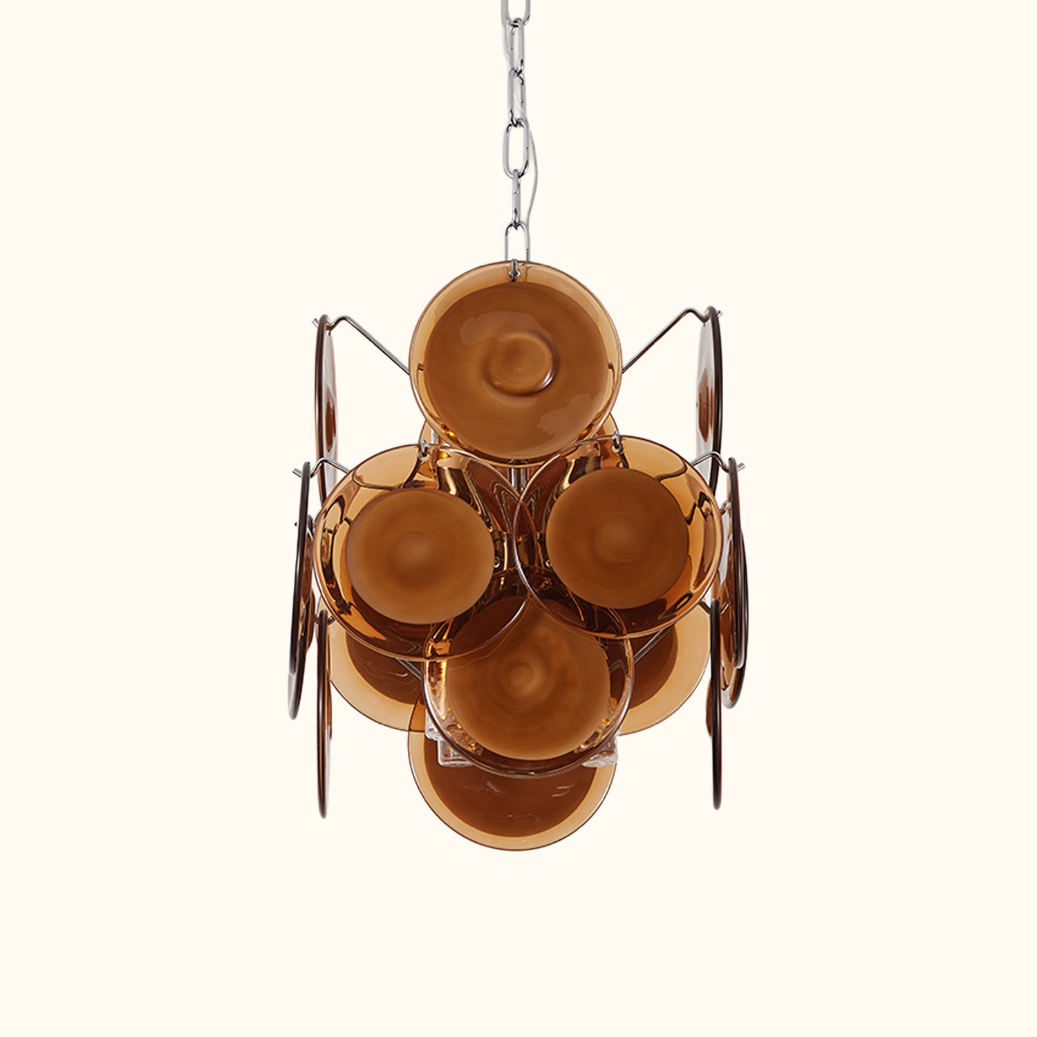 Midcentury Murano Glass Discs Italian Chandeliers, 1970s