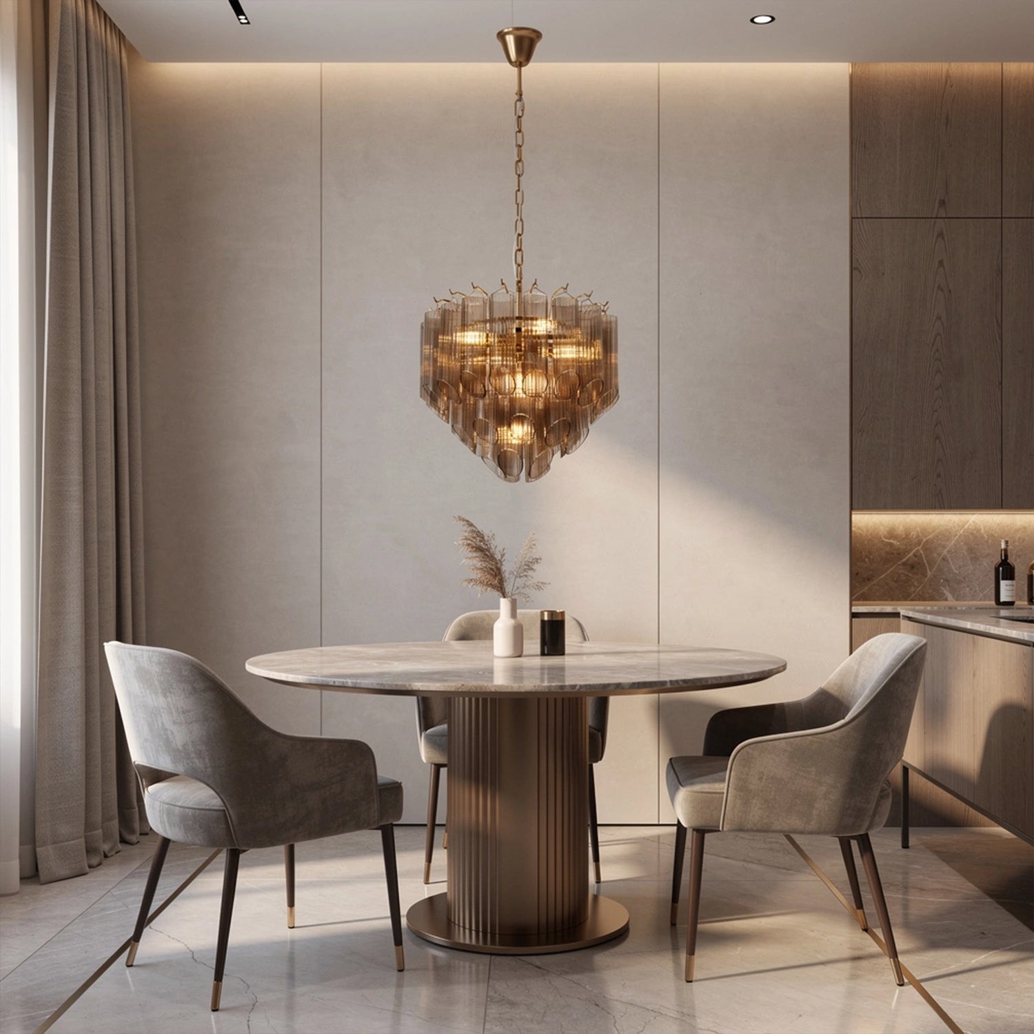 Modern Round Glass Tube Chandelier