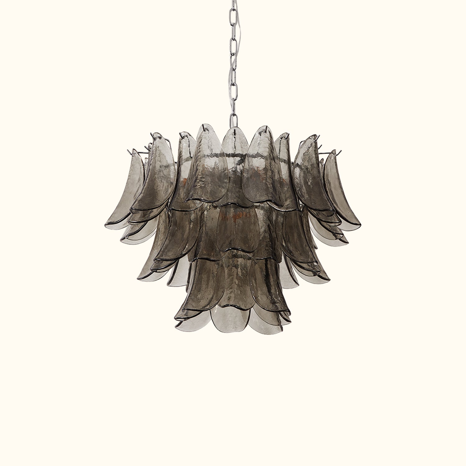 Modernist Feather Chandelier in Murano Smoked Topaz Glass