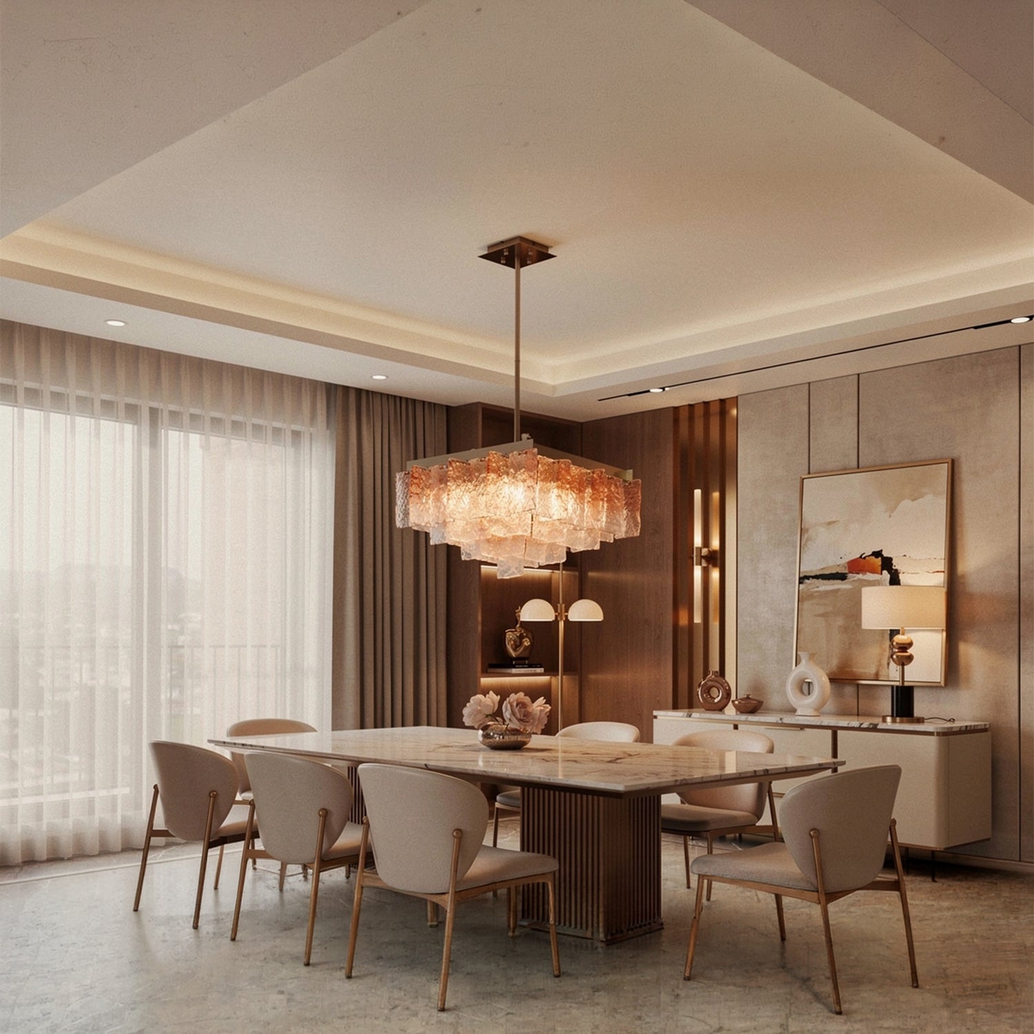 Monumental Interlocking Glass Chandelier