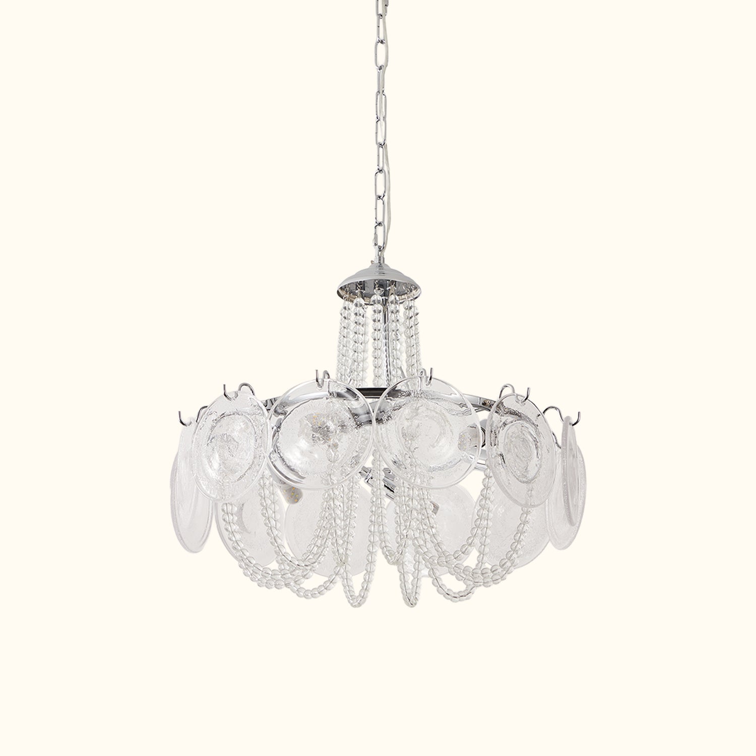 Murano Style Clear Glass Chandelier – Vintage Round Pendant Light