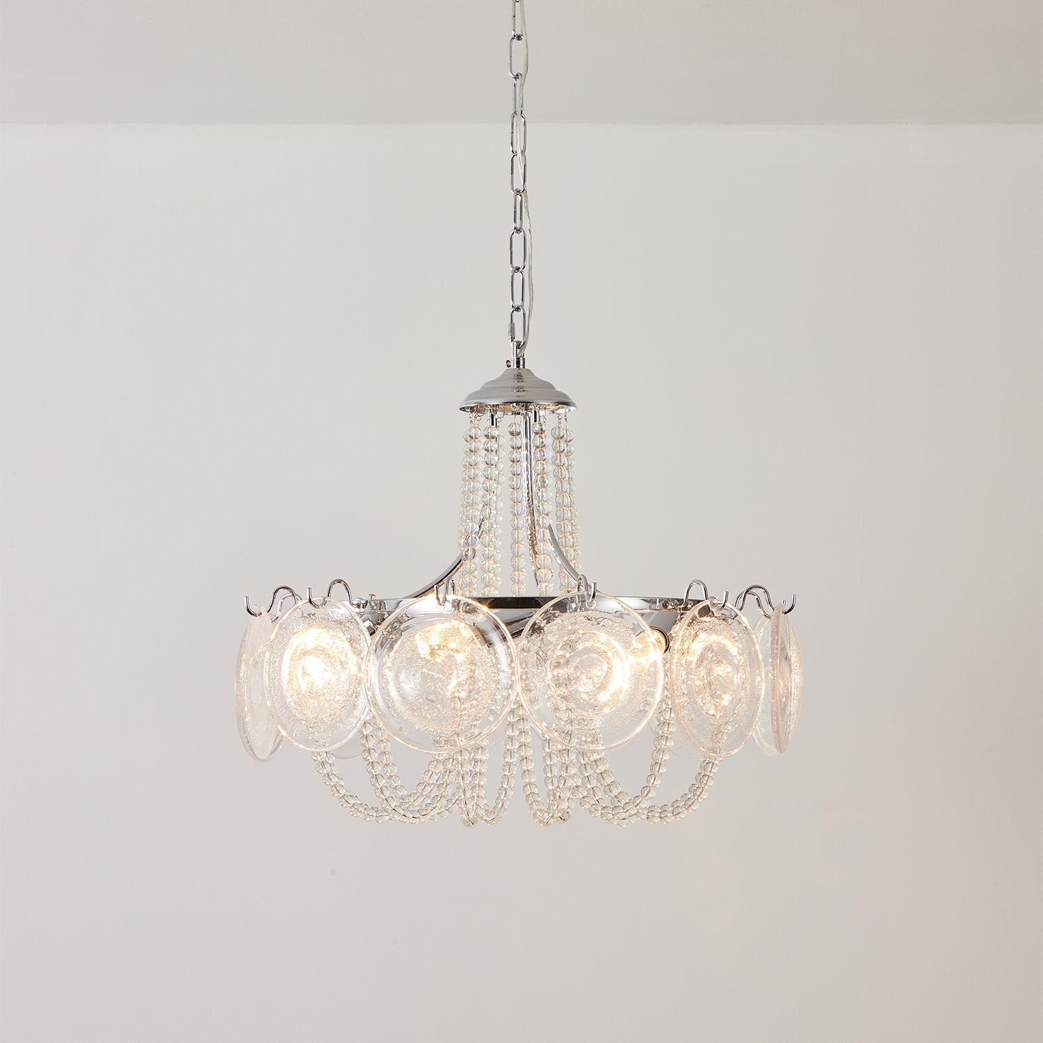 Murano Style Clear Glass Chandelier – Vintage Round Pendant Light