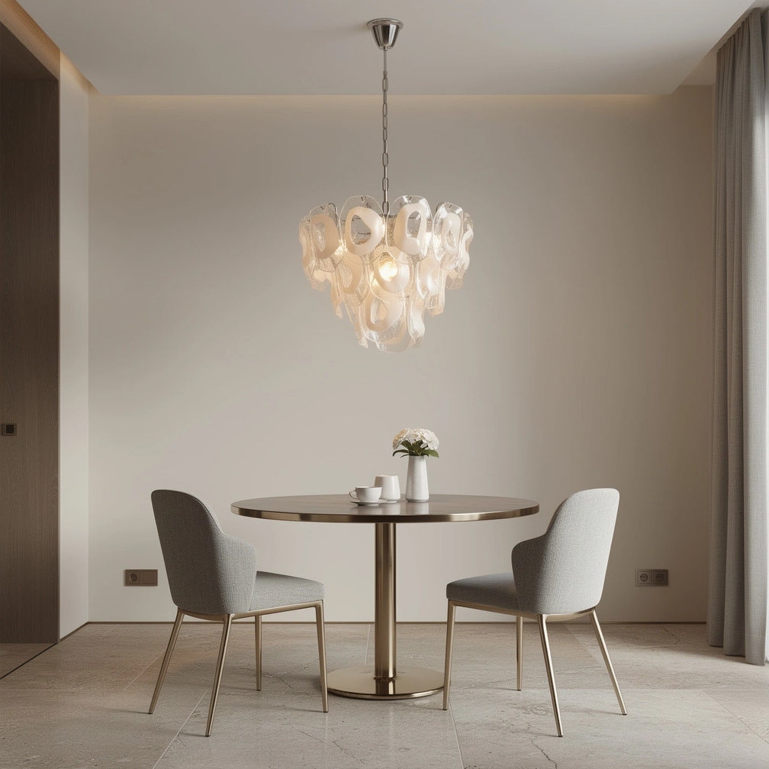 Murano-Style Sculpted Glass Link Cascade Chandelier