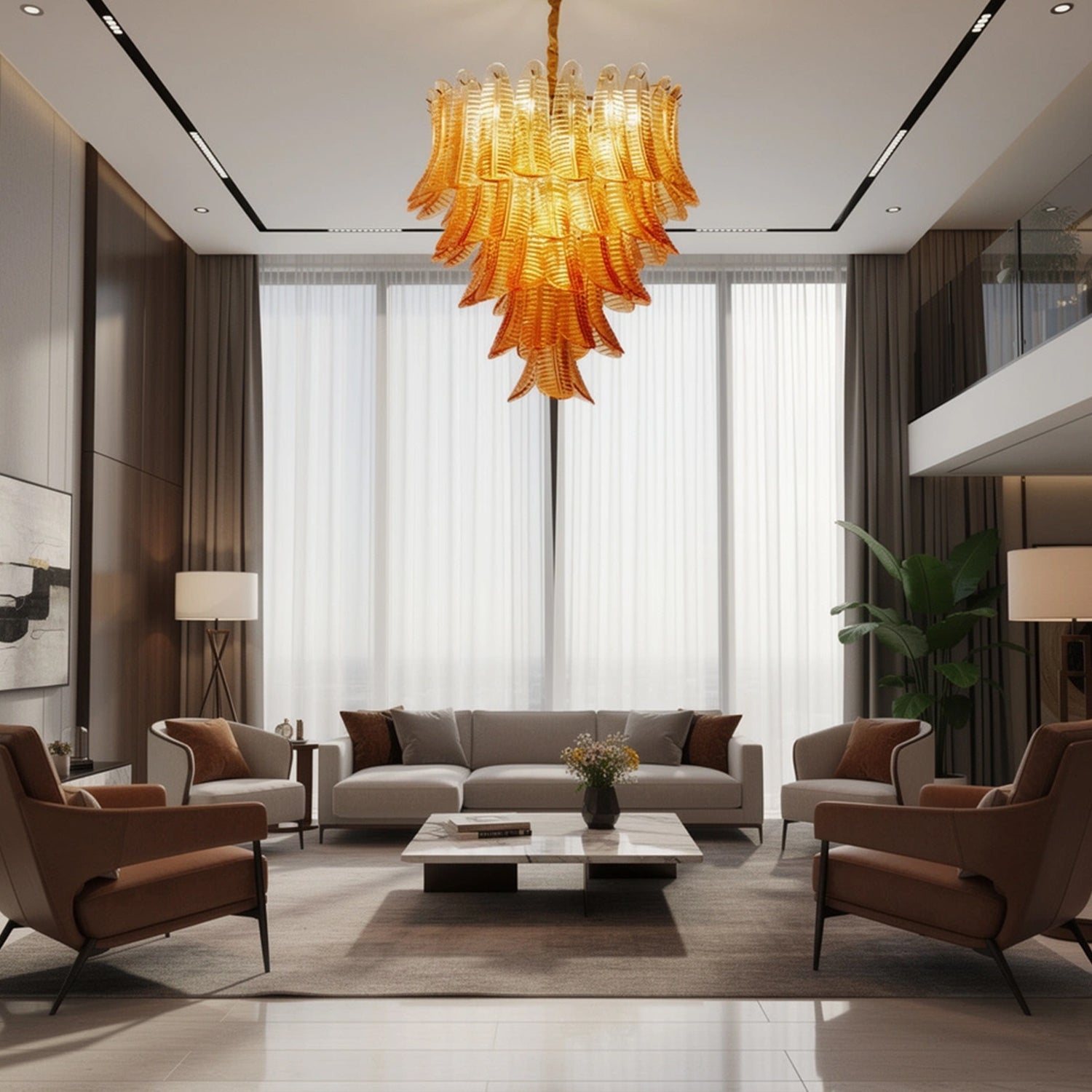 Murano glass Leaves Chandelier