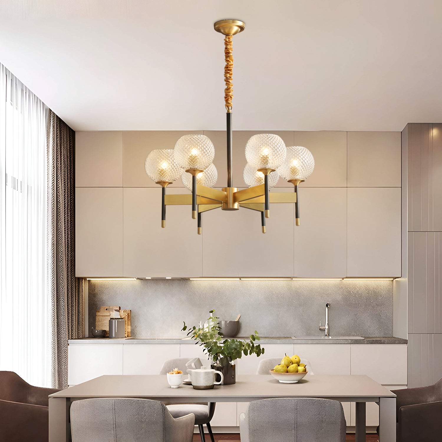 Orrefors_Ball_Brass_Chandelier_Visual_Comfort's_0004