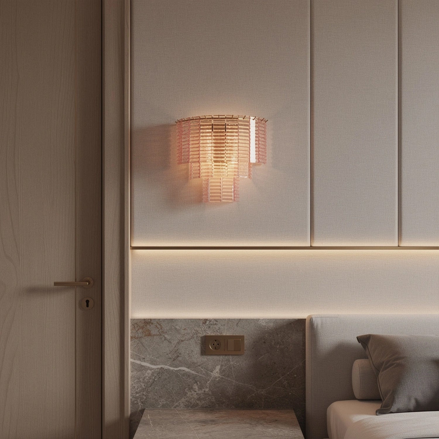 Sirene Pink Glass Round Sconce