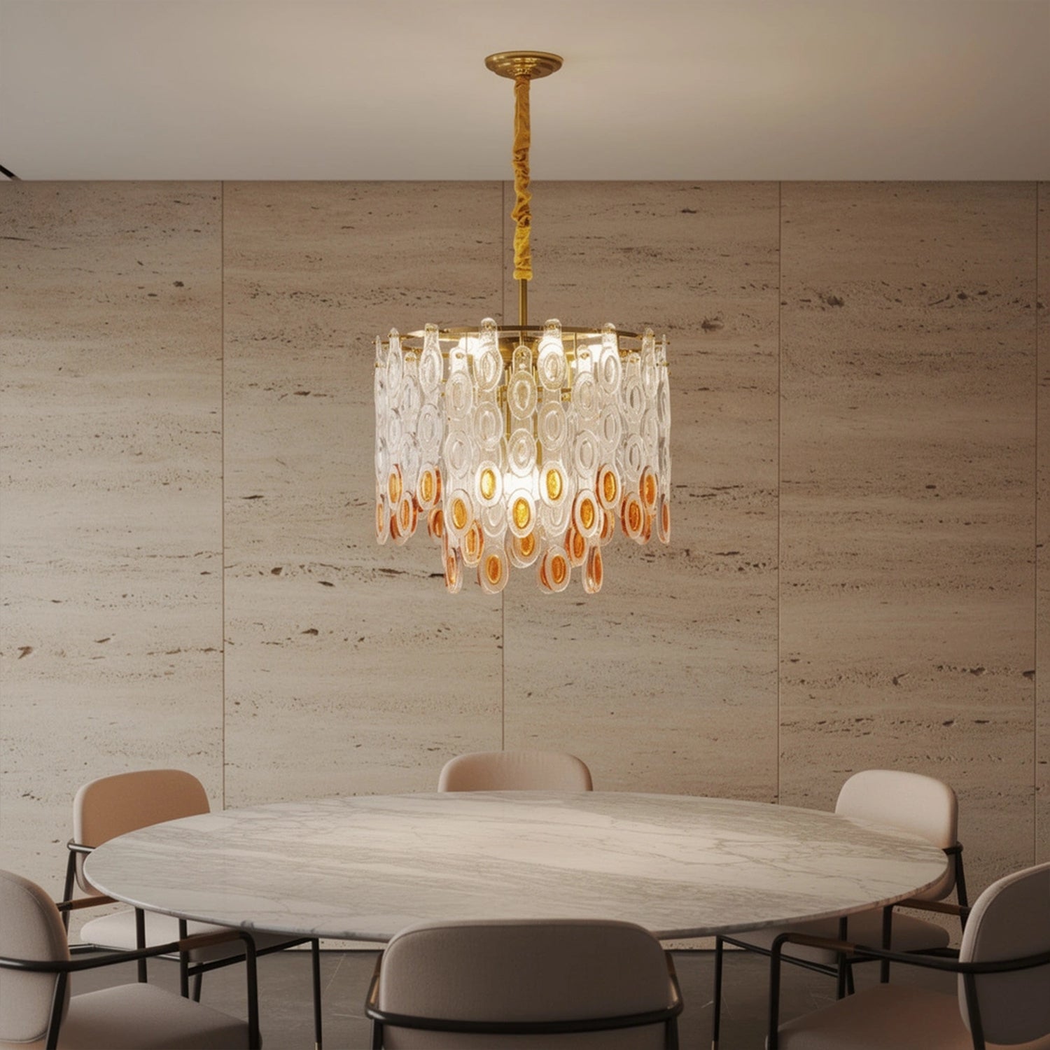Sumptuous Italian Glass Chandelier, Murano, 1970