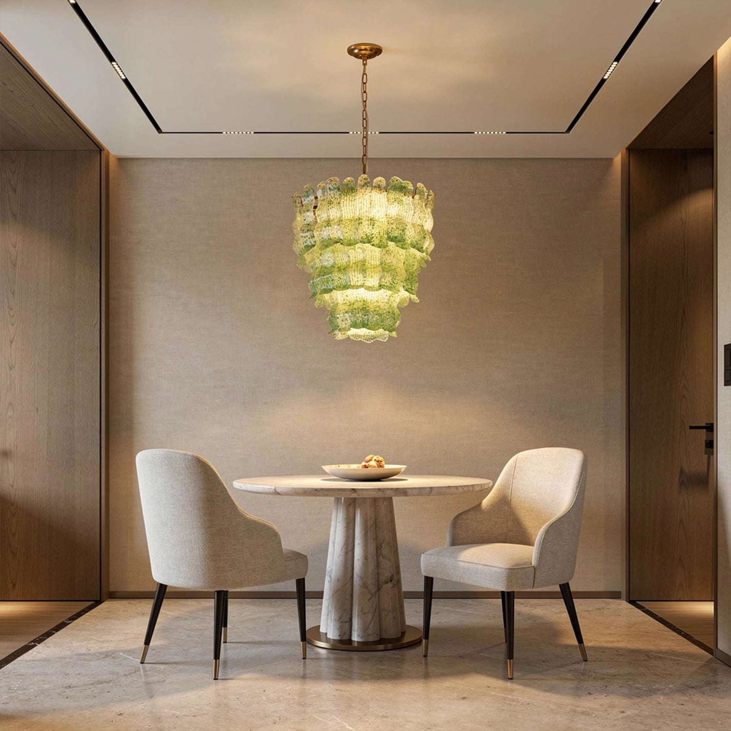 Tiered Ribbed Glass Cascade Chandelier