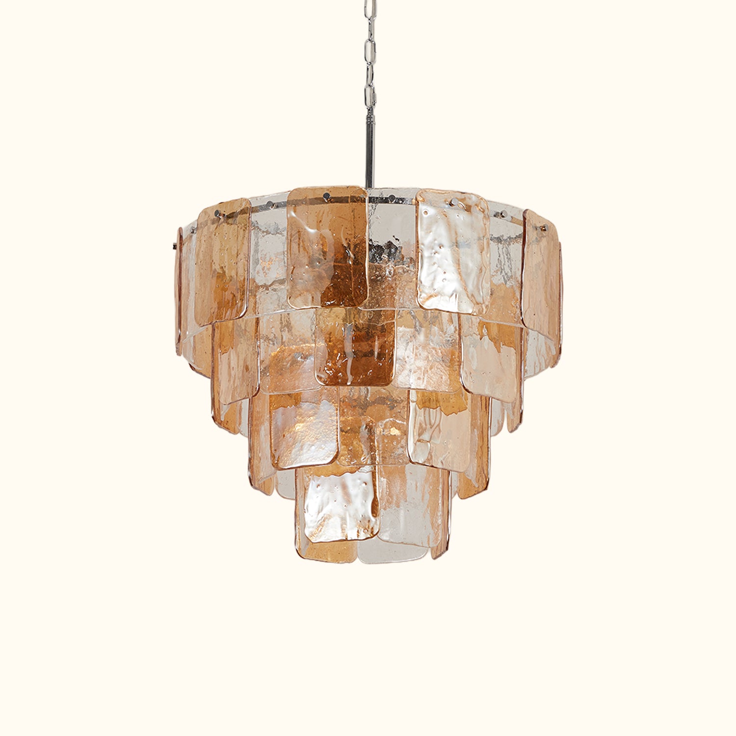 Vintage Italian Amber Glass Chandelier 1970s