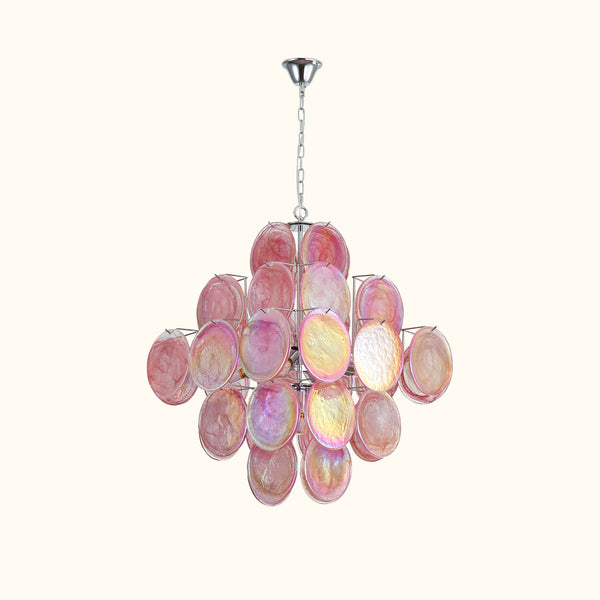 Modernist Diamond Shaped Handblown Murano Glass Chandelier