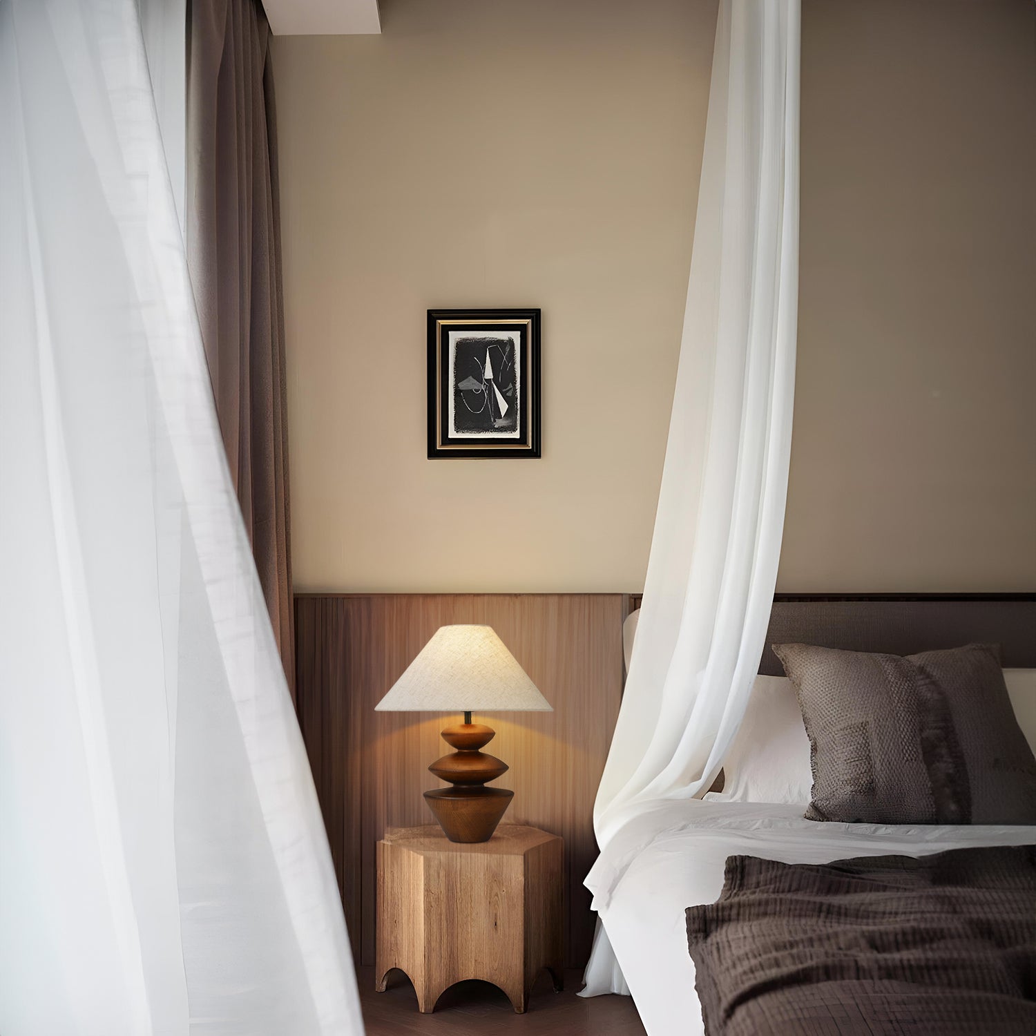 Original Wood Vintage Table Lamp