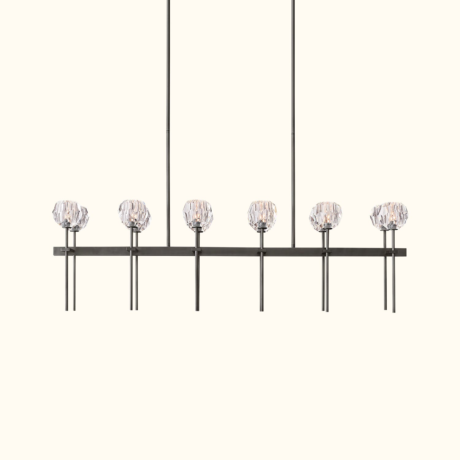 Boule De Cristal Clear Glass Double Linear Chandelier