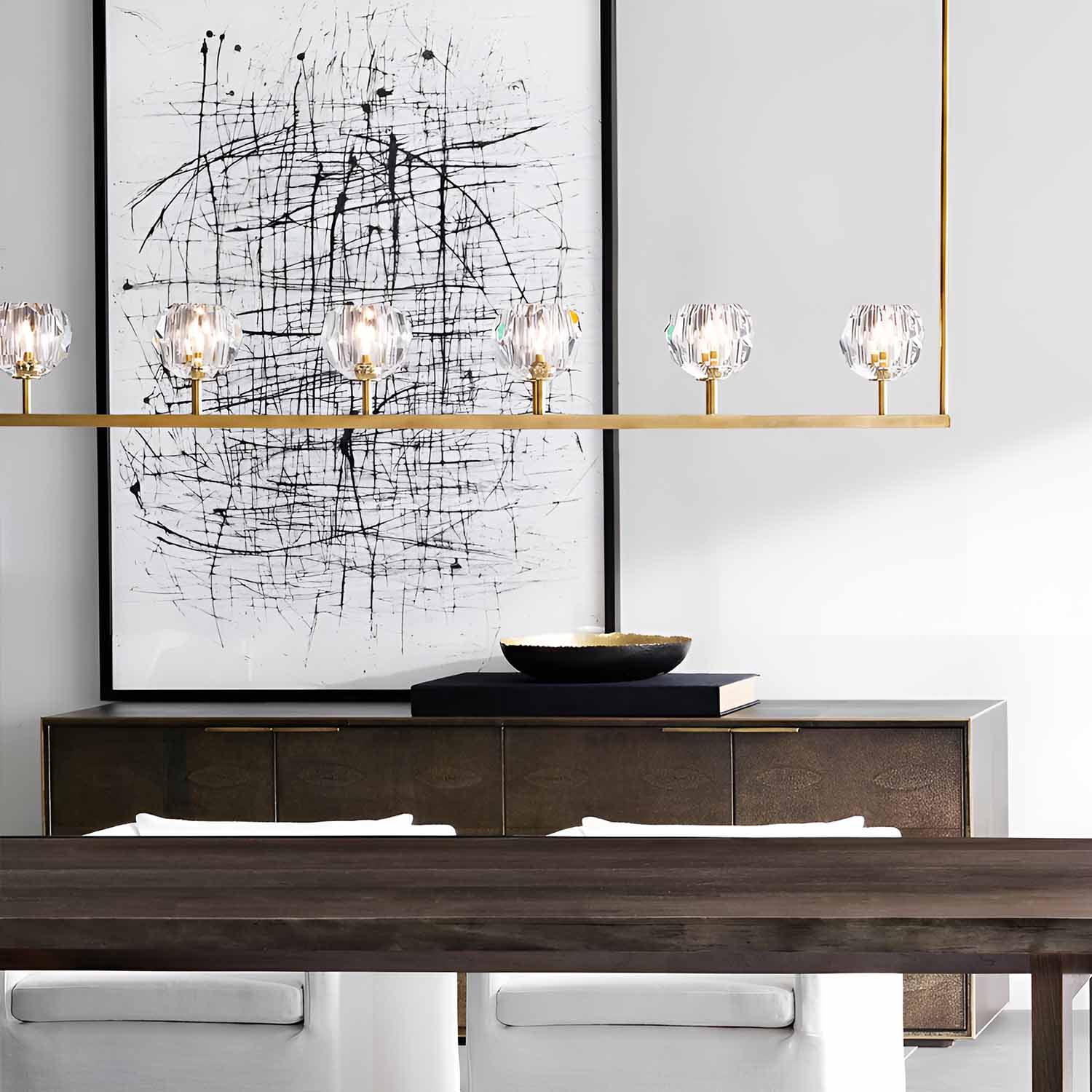 Boule De Cristal Clear Glass Linear Chandelier