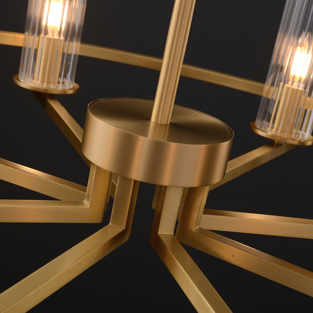 Cylindrical Aged Brass Chandelier