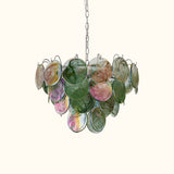 Four-tier Murano chandelier in space-age iridescent glass