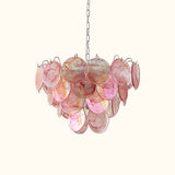 Four-tier Murano chandelier in space-age iridescent glass