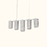 Glacier Arc Mid-Century Frosted Glass Linear Chandelier