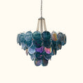 Italian Blue Disc Pearl Murano Chandelier