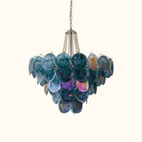 Italian Blue Disc Pearl Murano Chandelier