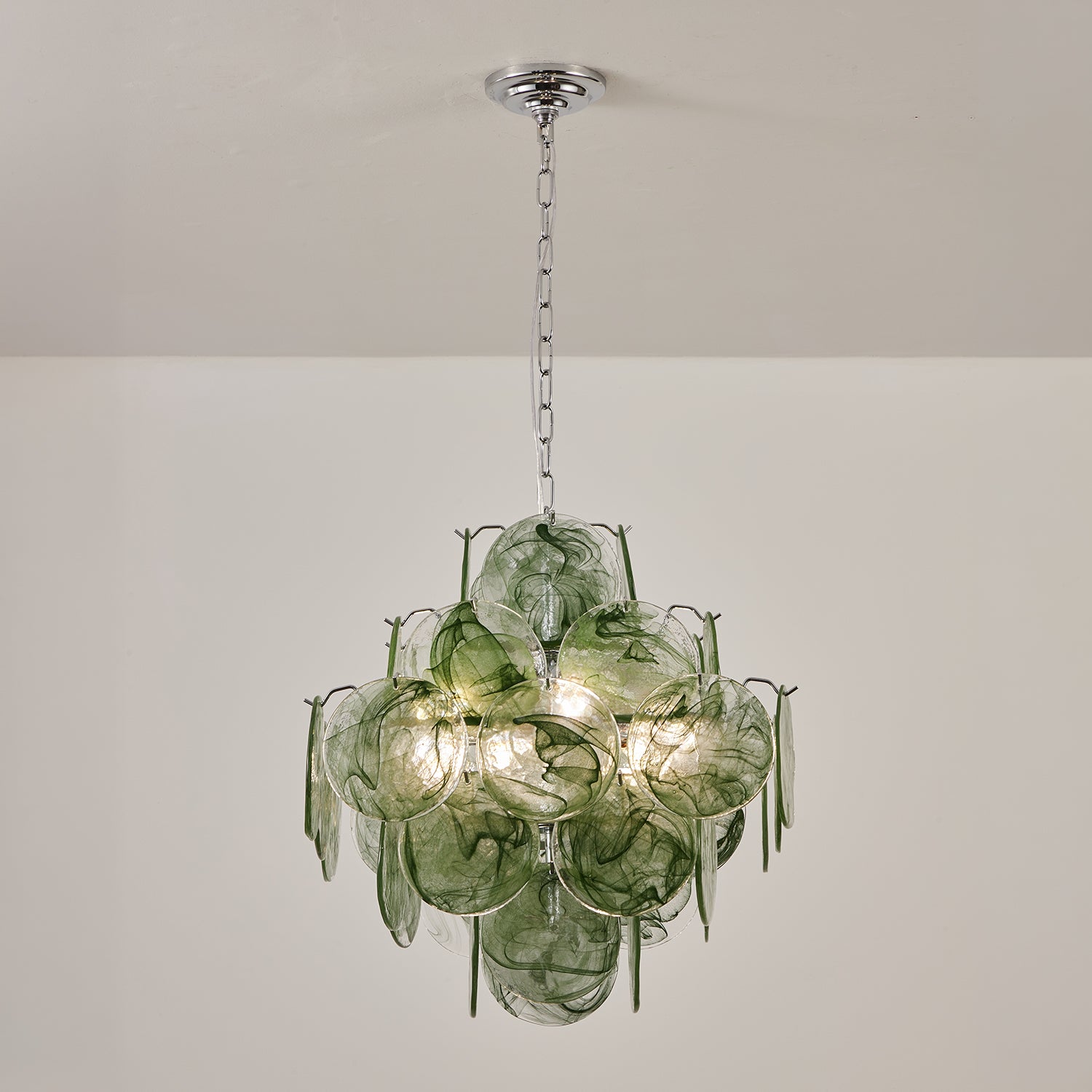 Italian Green Disc Murano Chandelier