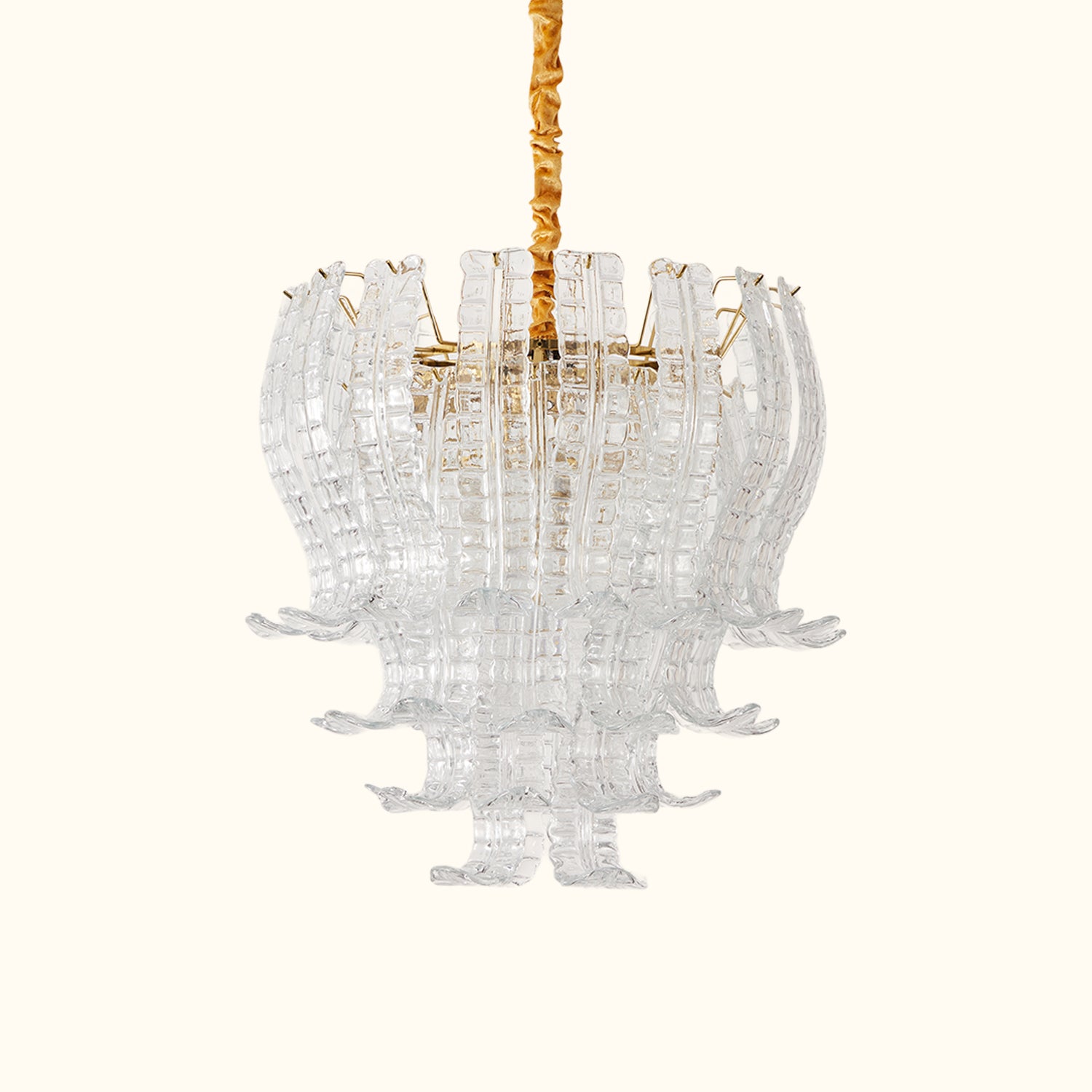 Italian Murano Felci Clear Glass Chandeliers