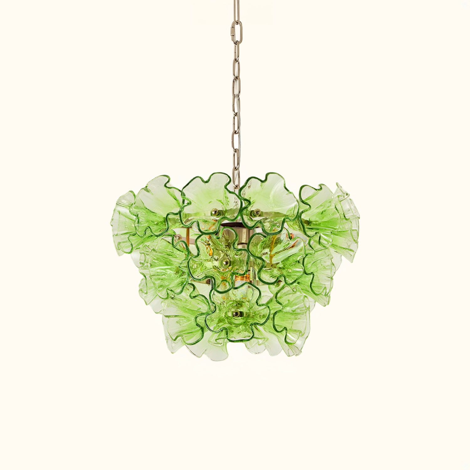 Italian Murano Large Glass Flower Chandelier 1960s