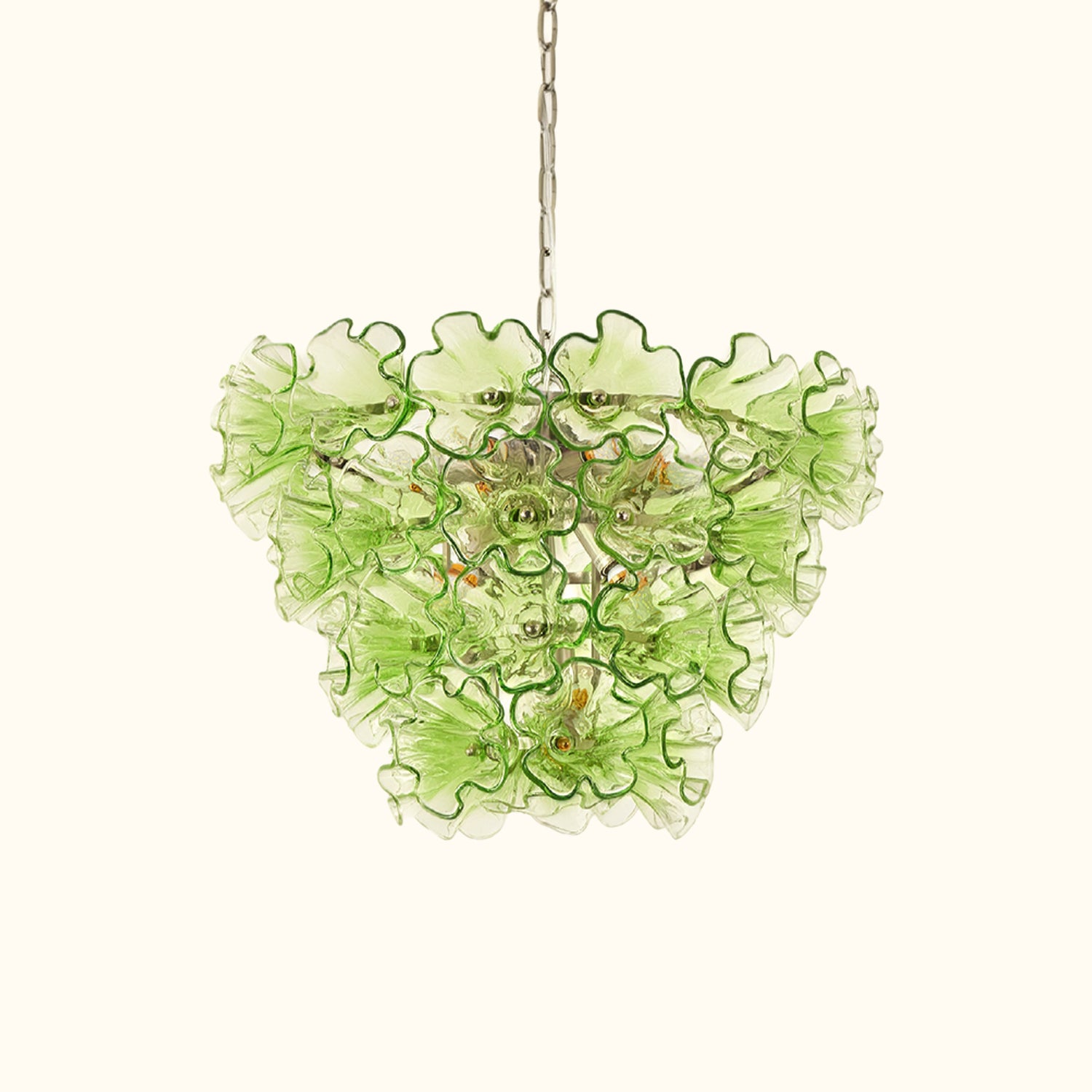 Italian Murano Large Glass Flower Chandelier 1960s