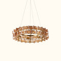 Mid-Century Modern Layered Teal Glass Chandelier