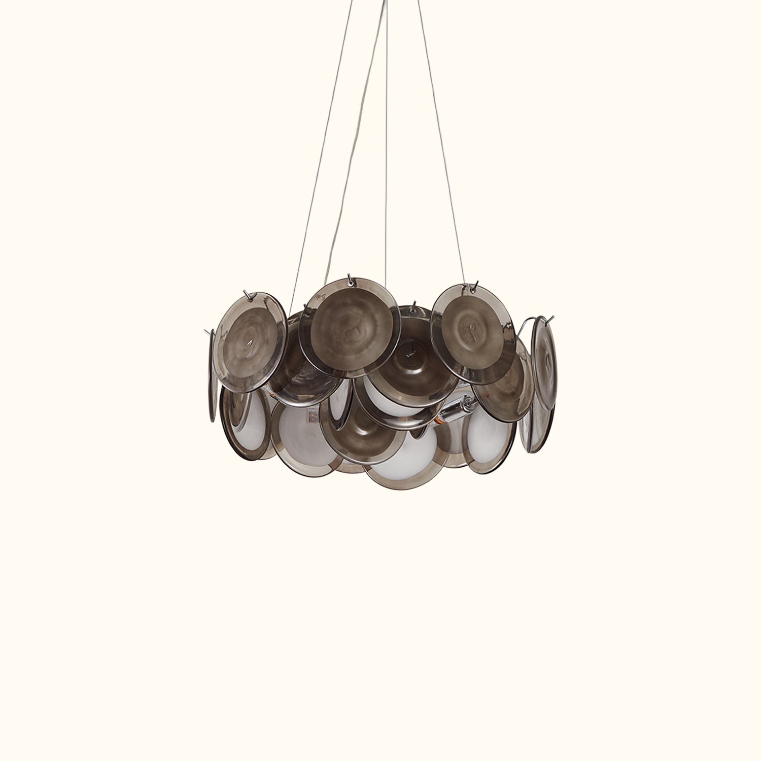 Modern Smoke Iridescent Glass Disc Chandelier