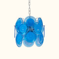 Modernist Blue Murano Glass Disc Chandelier