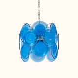 Modernist Blue Murano Glass Disc Chandelier