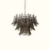 Modernist Feather Chandelier in Murano Smoked Topaz Glass