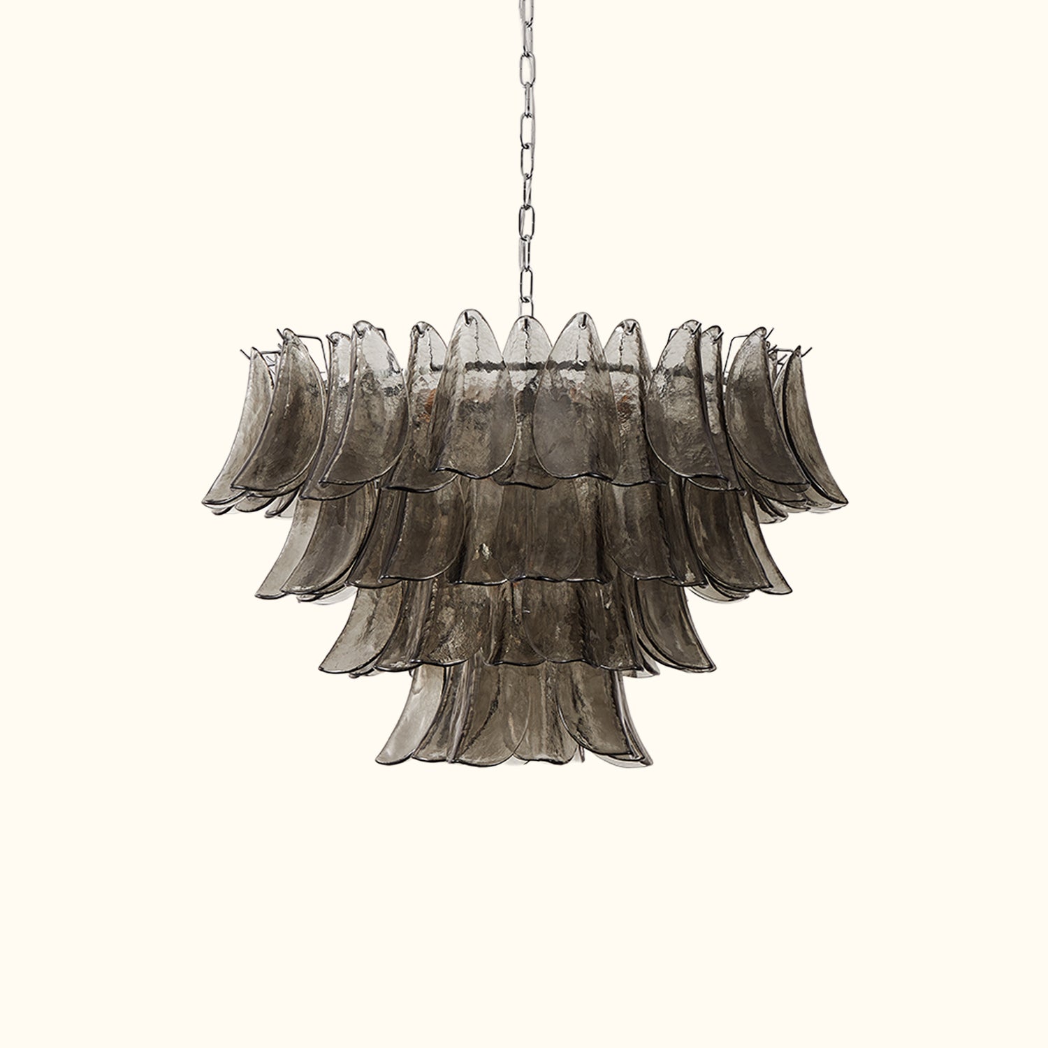 Modernist Feather Chandelier in Murano Smoked Topaz Glass