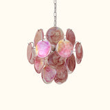 Modernistischer mundgeblasener Murano Scheibenkronleuchter Small