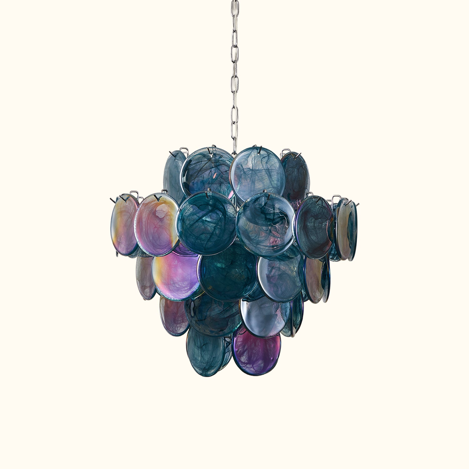 Modernistischer mundgeblasener Murano Scheibenkronleuchter