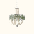 Murano Style Green Glass & Pearl Chandelier – Vintage Round Pendant Light