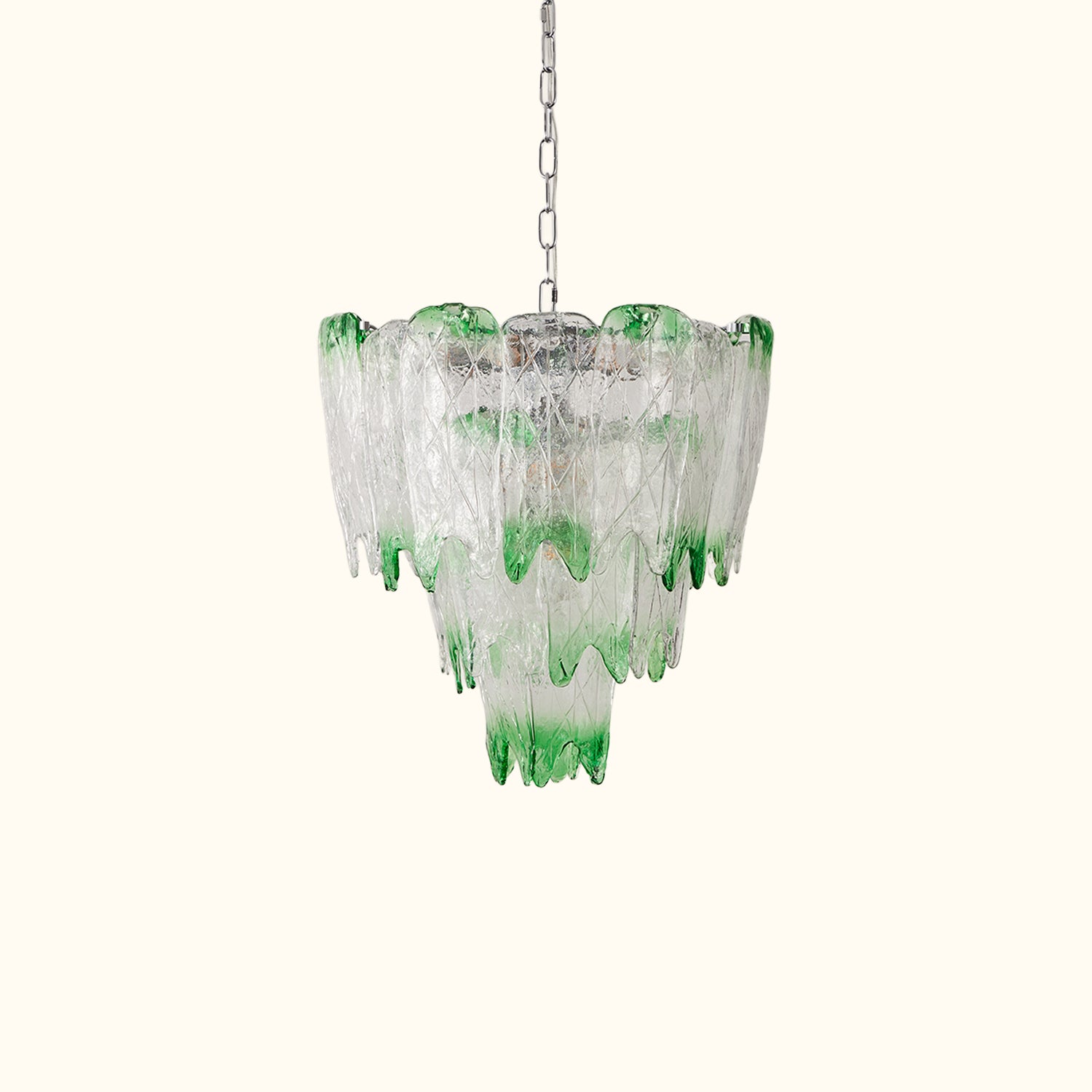 Murano Style Ice Green Textured Glass Chandelier