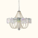 Murano Style Iridescent Glass & Pearl Chandelier – Vintage Round Pendant Light