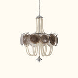 Murano Style Smoke Glass & Pearl Chandelier – Vintage Round Pendant Light